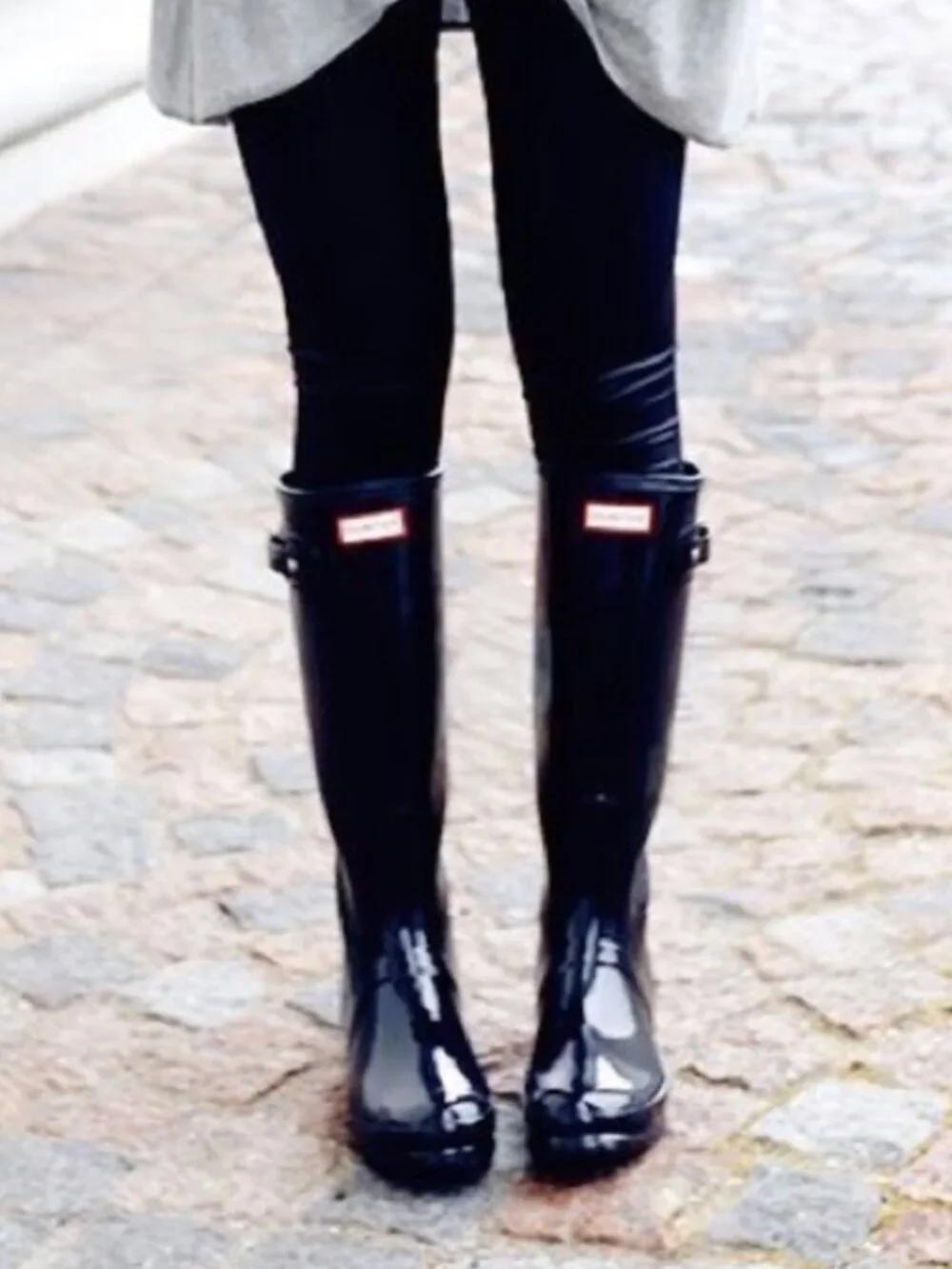 HUNTER Women's Original Adjustable Gloss Tall Rain Boots Size US 8 Black